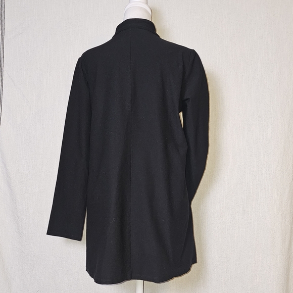 Eileen Fisher Womens Crepe Jacket Sz M Black Full Zip Stretch - Picture 7 of 13